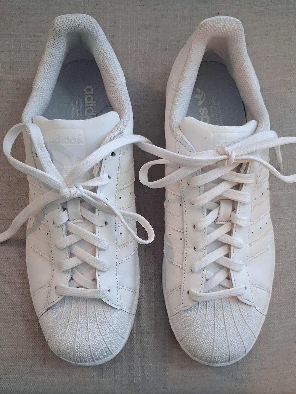 adidas White Low-Top Shell-Toe Sneakers